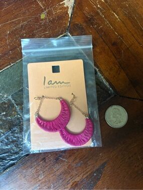 I AM Fuchsia  Hoop Earrings